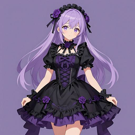 Gothic Lolita Anime Girl Illustration