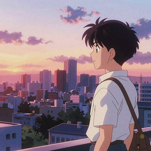 Anime Cityscape at Sunset