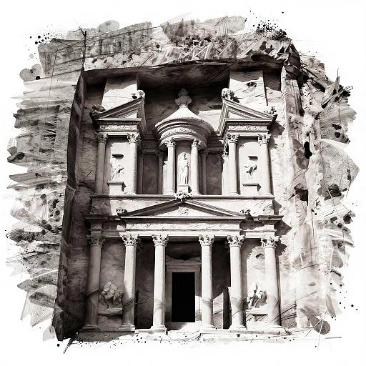 Abstract Black-and-White Petra Sketch