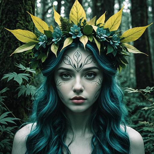 Mythical Forest Nymph with Leaf Crown