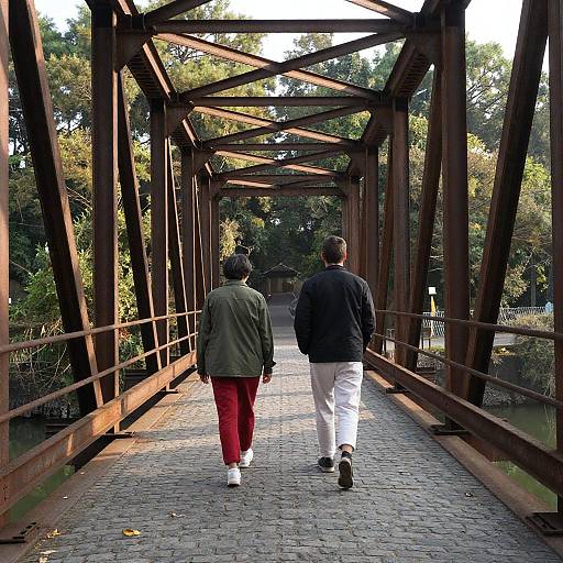 Rustic Bridge Walk Under Sunlight