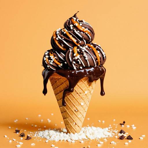 Chocolate Ice Cream Cone with Salted Pretzels