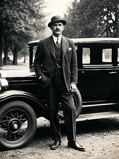 1920s Gentleman Portrait with Vintage Car