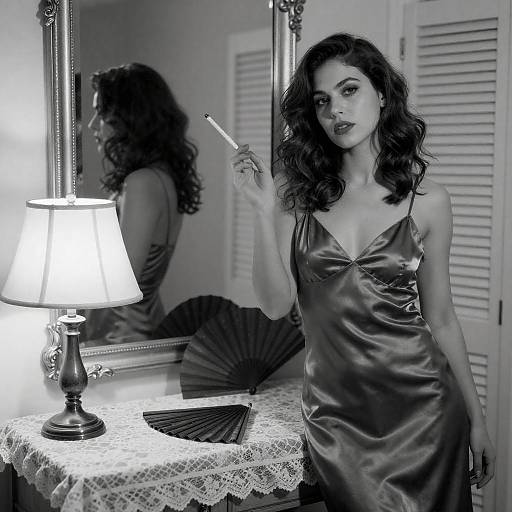 Elegant Woman in Vintage Black-and-White Photography