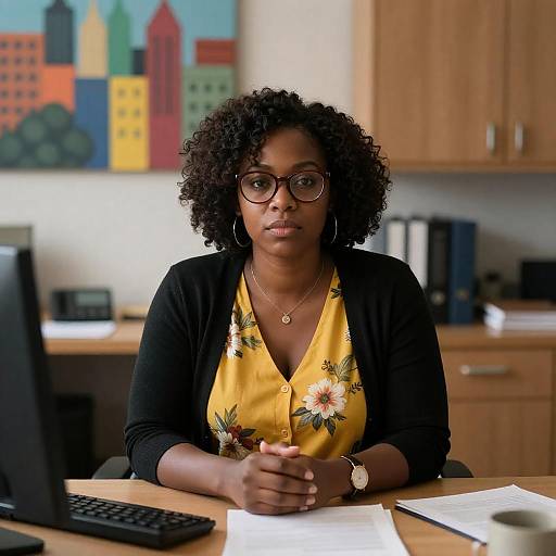 Serious Office Portrait of Black Woman