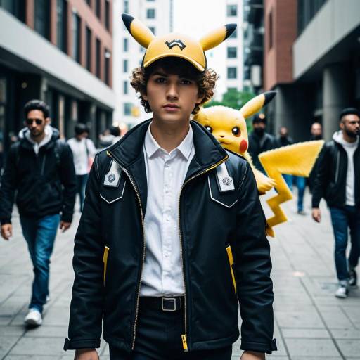 Young Man in Detective Pikachu Cosplay Urban Street