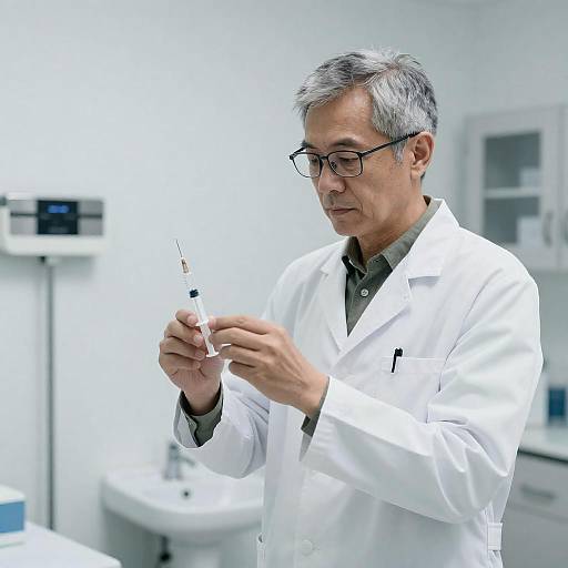Focused Doctor in Sterile Medical Room