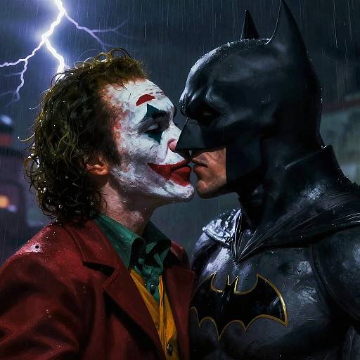 Joker and Batman Tender Kiss