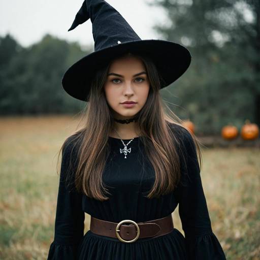 Young Woman in Witch Costume Outdoors