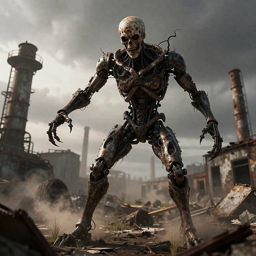 Twisted Cybernetic Scarecrow in Wasteland