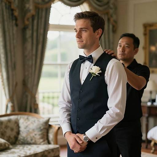 Groom Getting Ready at Mansion Wedding