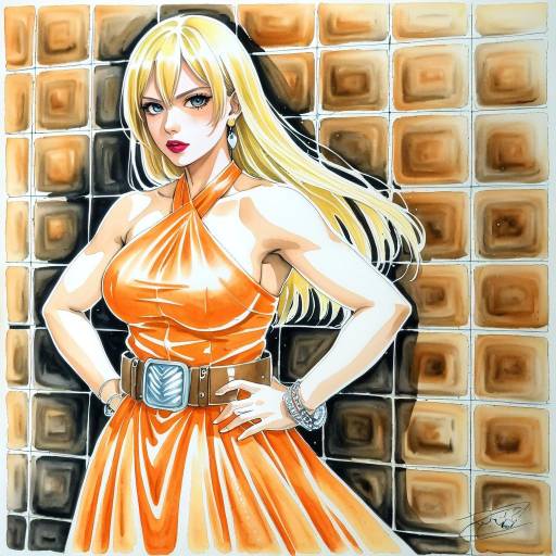 Blonde Titan Girl in Elegant Dress