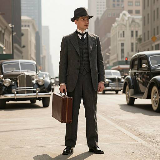 1920s Businessman on City Street