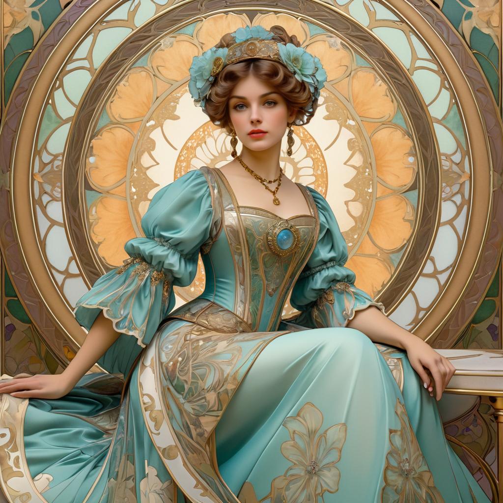 Victorian Elegance: Alphonse Mucha Style