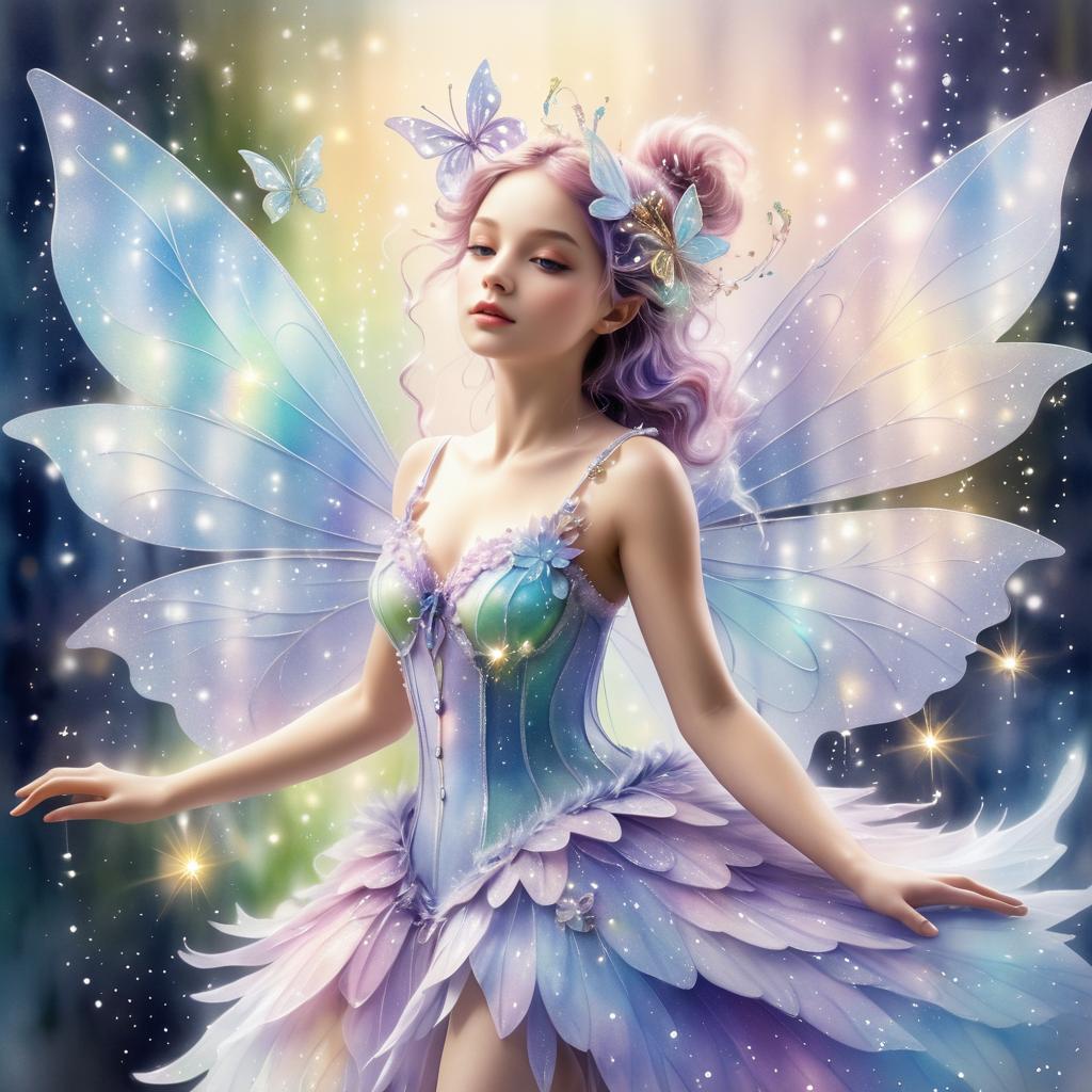 Whimsical Fairy with Butterfly Wings