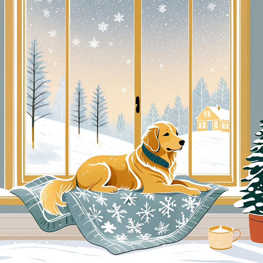 Cozy Golden Retriever on Snowy Day