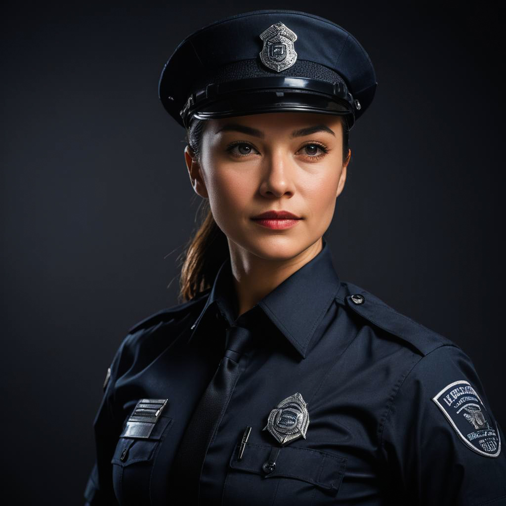 Winking Policewoman in Dramatic Lighting