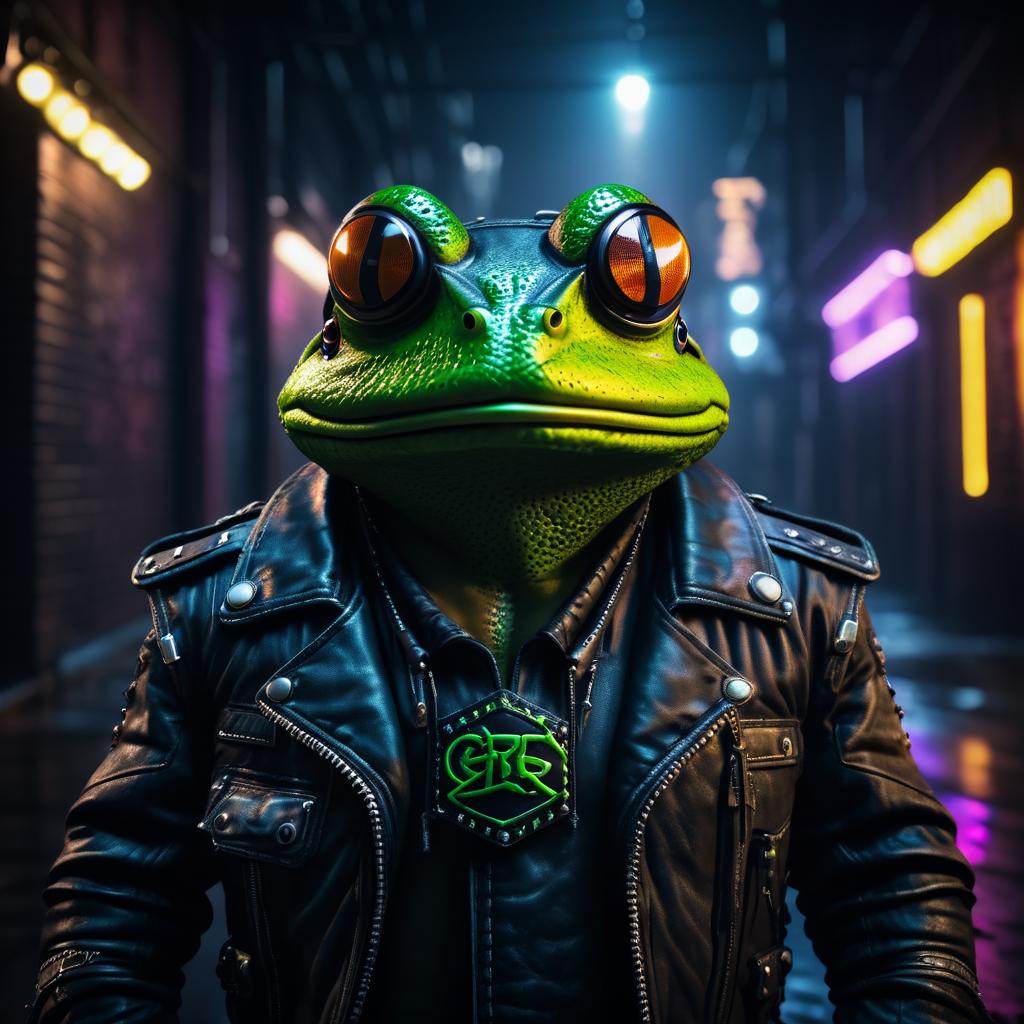 Gritty Biker Frog in Urban Setting