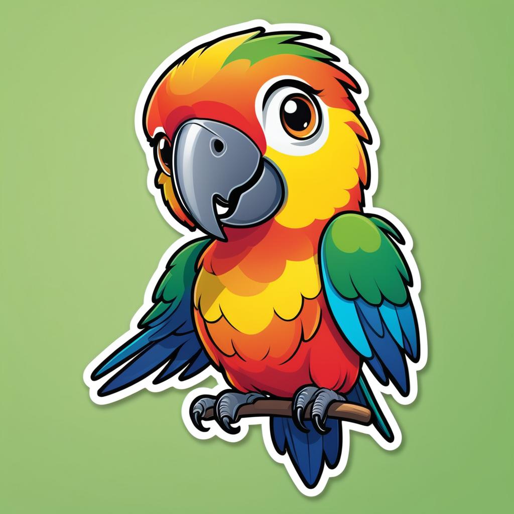 Vibrant Cartoon Parrot Sticker Design