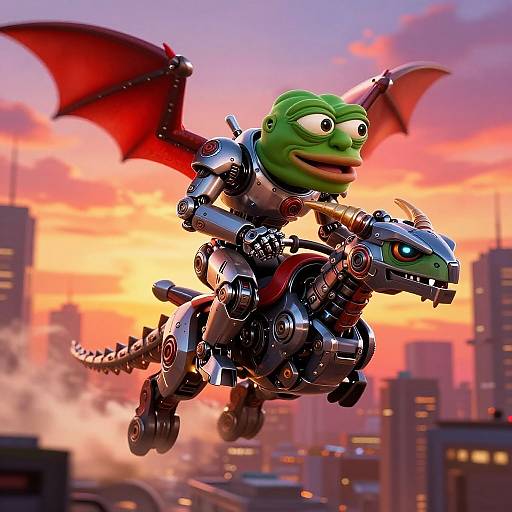 Giga Pepe on Robotic Dragon