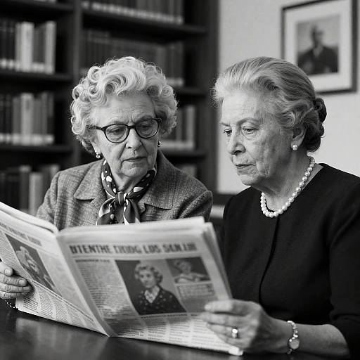 Elderly Women Reading in a Library