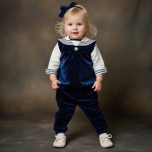 Toddler girl in navy blue sailor outfit
