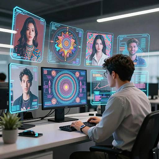 Futuristic AI Art Workspace