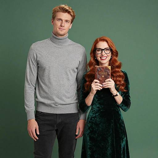 Stylish Couple with Vintage Journal