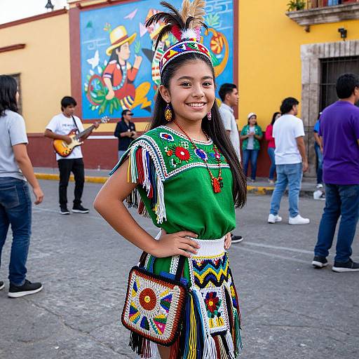 Joyful Afro-Mexican Teen in Festival