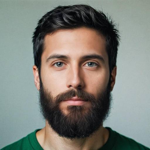 Portrait of bearded man with green eyes