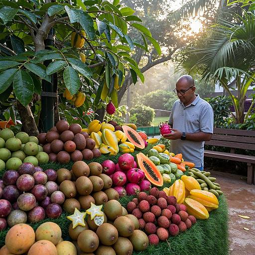 Tropical Fruit Garden Morning Scene