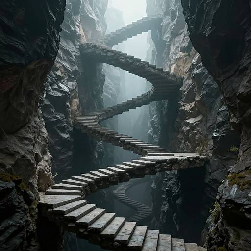 Surreal Floating Stone Staircases Loop