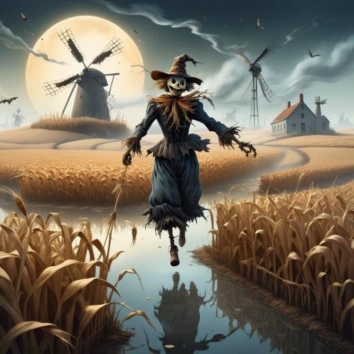 Surreal Scarecrow in a Cornfield