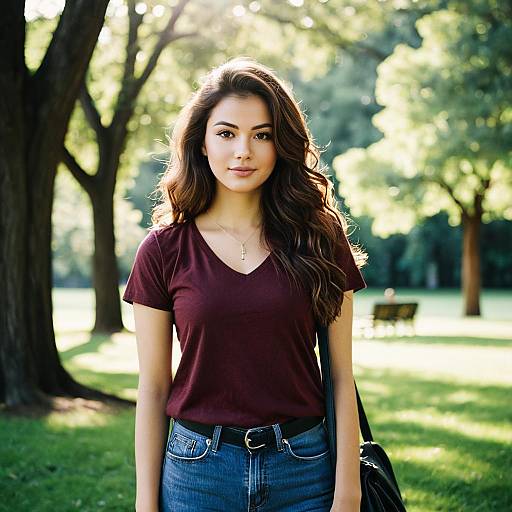 Young Woman Standing in Park