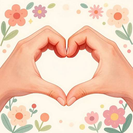 Vibrant Heart Finger Pose Illustration