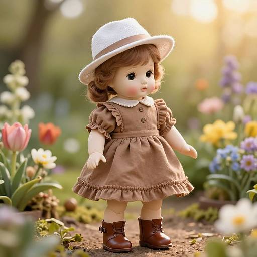 Whimsical Porcelain Doll in Garden