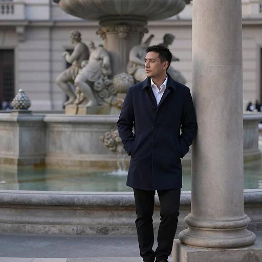 Elegant Evening Portrait by the Fountain