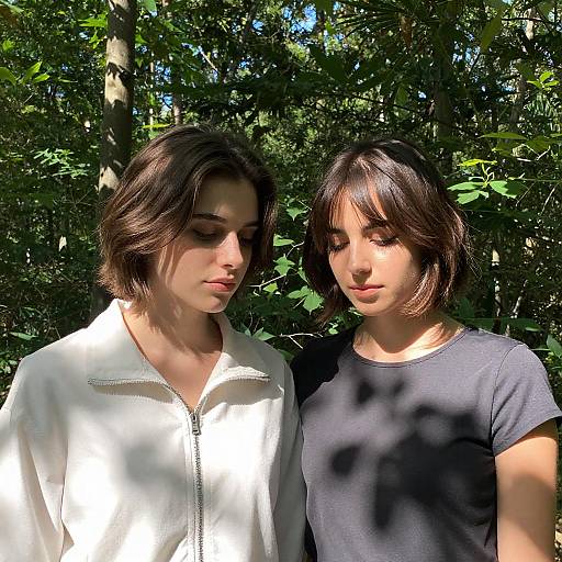Sunlit Forest Portrait of Two Women