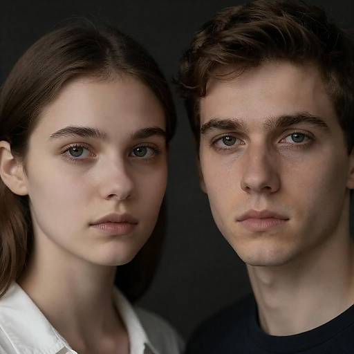 Close-up Portrait of Young Man and Woman