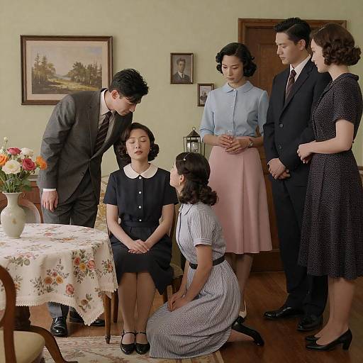 Vintage Living Room Family Gathering