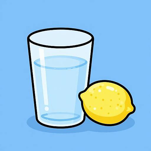Hand-Drawn Glass of Water with Lemon