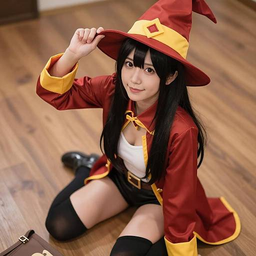 Asian Woman in Wizard Costume