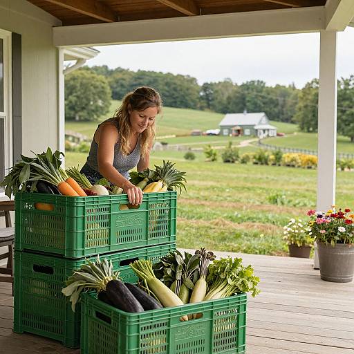 Woman Sorting Fresh Produce Outdoors