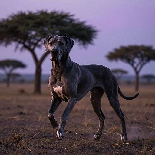 Photorealistic Great Dane in Savanna Dusk