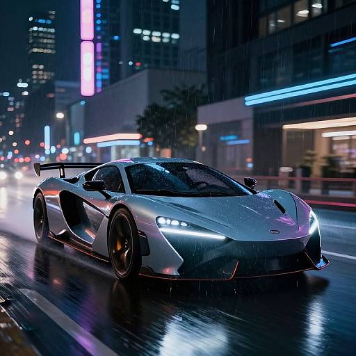 Futuristic Supercar Racing Through Neon City