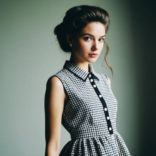 Fashion Model with Ivy League Hairstyle in Elegant Dress