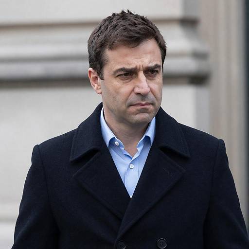 Serious Middle-aged Man in Black Coat