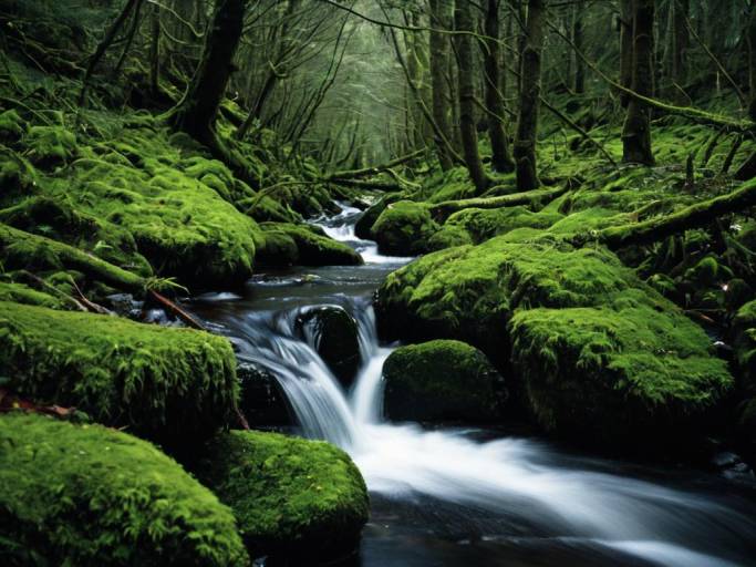 Mysterious Dark Nature Stream Wallpaper