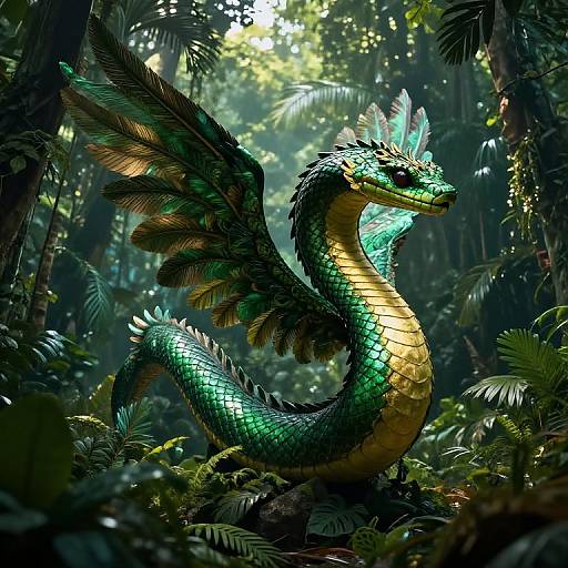 Majestic Feathered Serpent in Jungle
