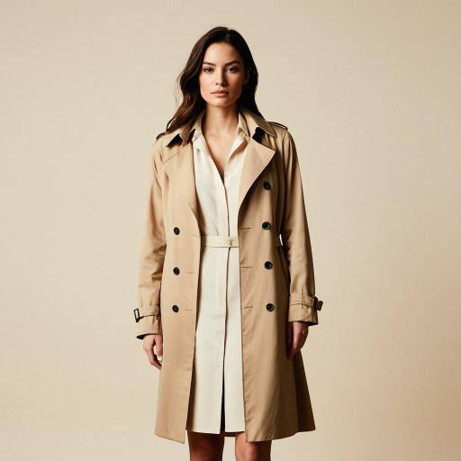 Woman in Tan Trench Coat and Cream Dress